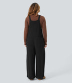 Salopette casual grande taille tricot côtelé avec poches