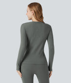 Haut thermique col rond à manches longues sans couture HeatCore OneForm Seamless Flow