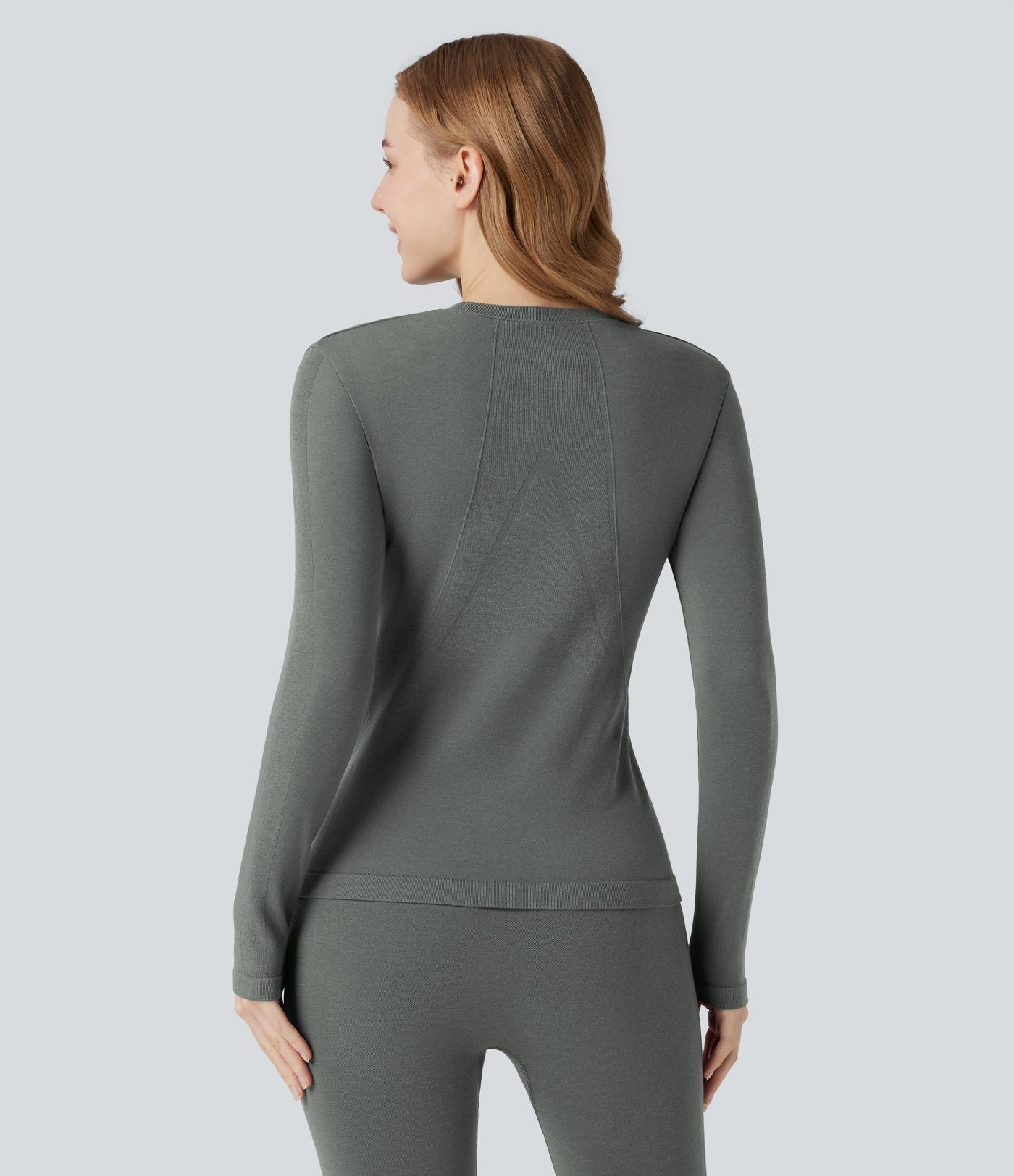 Haut thermique col rond à manches longues sans couture HeatCore OneForm Seamless Flow
