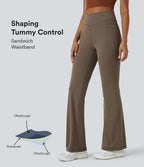 Pantalon évasé pleine longueur de course gainant taille mi-haute avec poches Halara UltraSculpt™