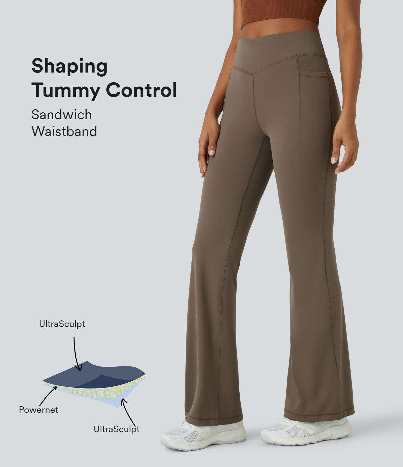 Pantalon évasé pleine longueur de course gainant taille mi-haute avec poches Halara UltraSculpt™