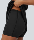 Robe active de yoga mini 2 pièces à col rond, sans manches, cordon de serrage et poches latérales