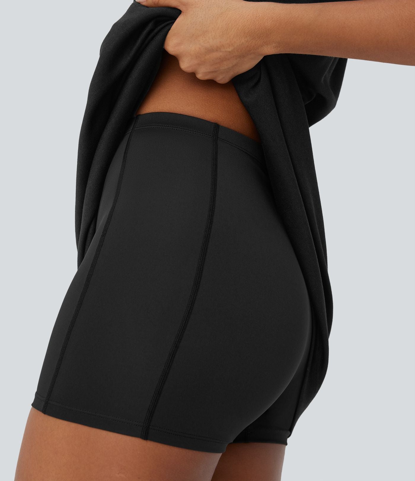 Robe active de yoga mini 2 pièces à col rond, sans manches, cordon de serrage et poches latérales