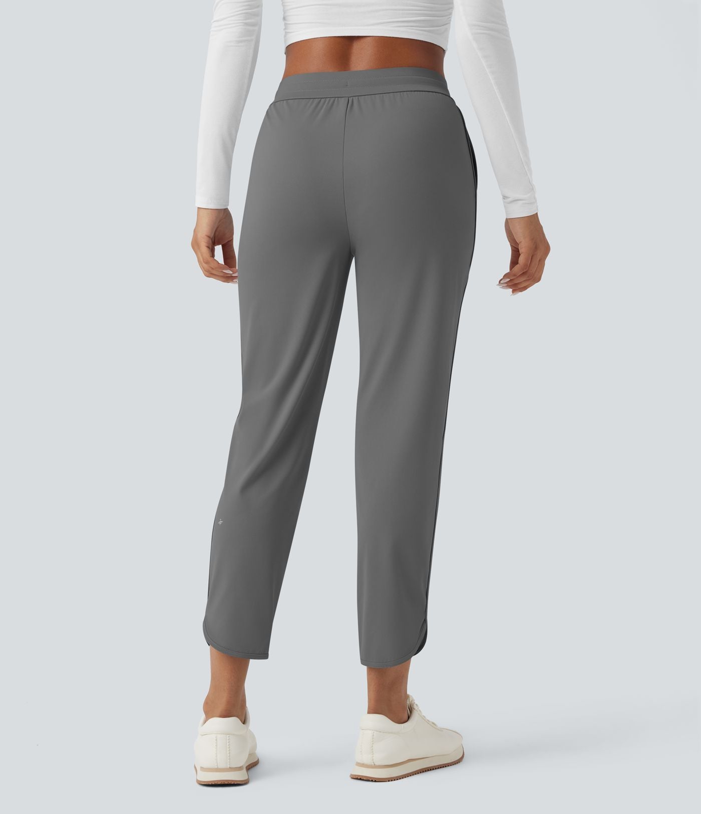 Pantalon de golf fuselé, taille mi-haute, cordon, ourlet courbé, séchage rapide, avec poches—UPF40+