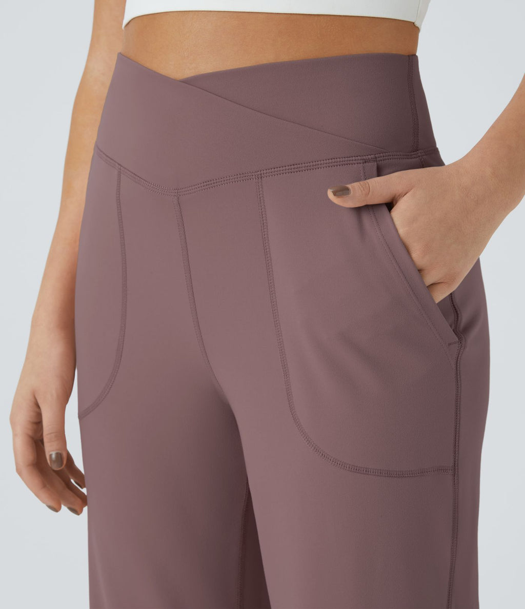 Pantalon yoga large croisé avec ourlet et poches DayStretch - Smile