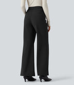 Pantalon tailleur évasé thermique taille haute SoftlyZero™ Plush avec poches