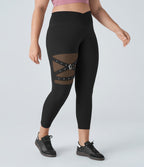Legging yoga grande taille croisé taille haute avec mesh contrastant et boucle décorative DayStretch