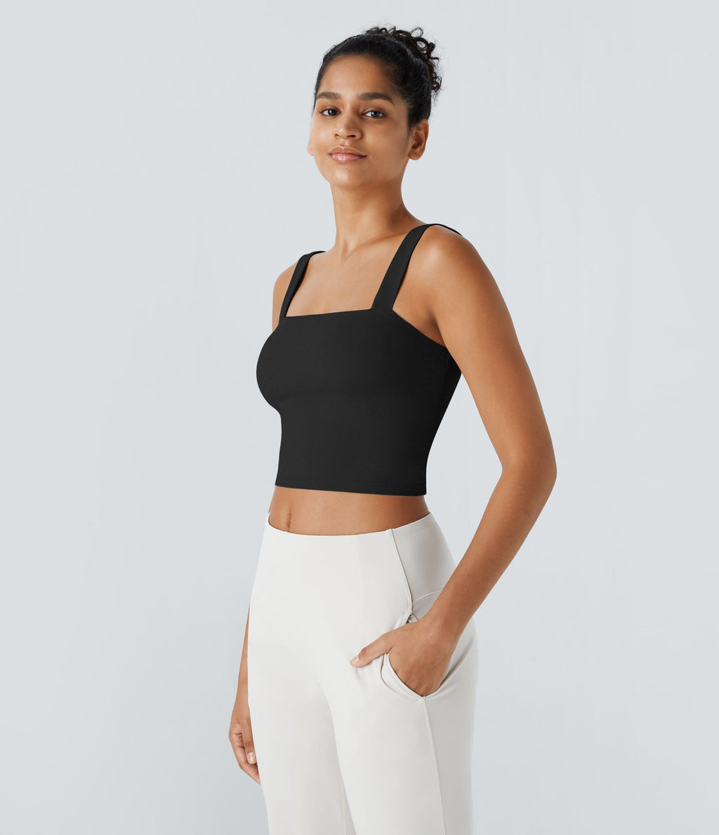 Softlyzero™ Plush Softlyzero™ Débardeur de Yoga Skinny Court à Encolure Carrée en Peluche