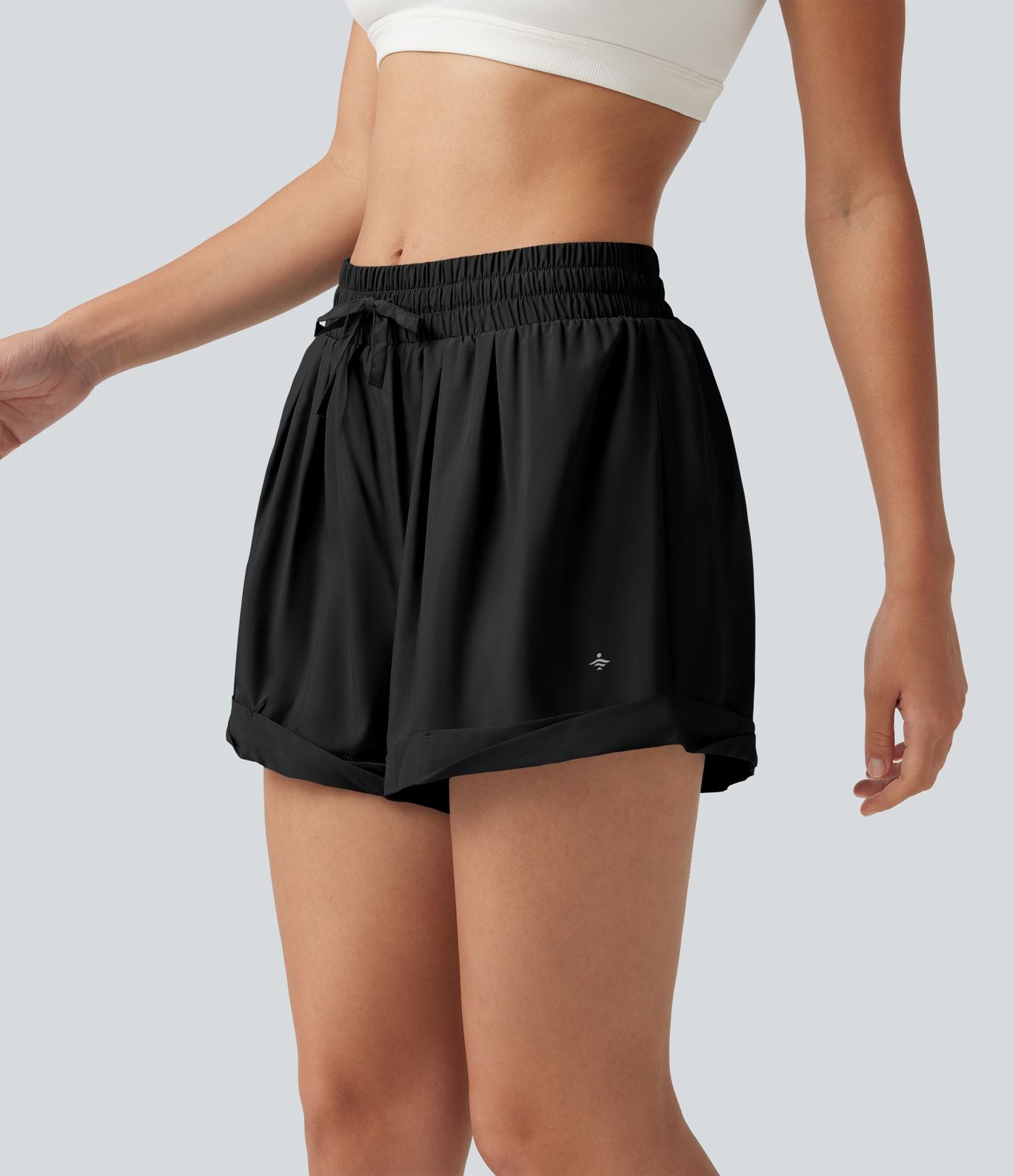 Short de running baggy 2-en-1 taille mi-haute avec cordon ajustable et poche