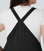 Robe chasuble décontractée grande taille mi-longue fluide à séchage rapide Breezeful™ avec bretelles ajustables boutons et poches