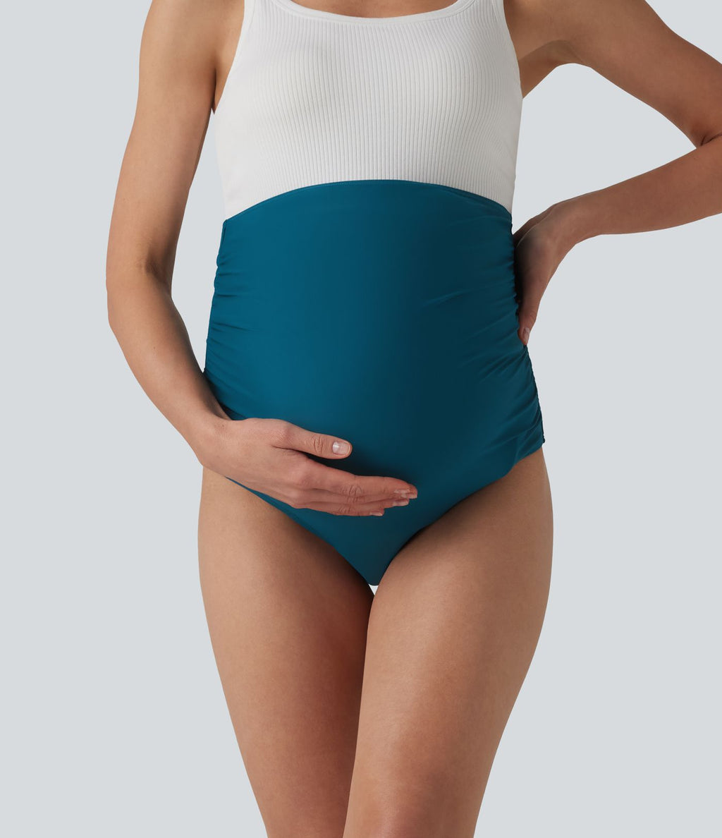 Culotte de bikini de grossesse taille ultra haute avec fronces