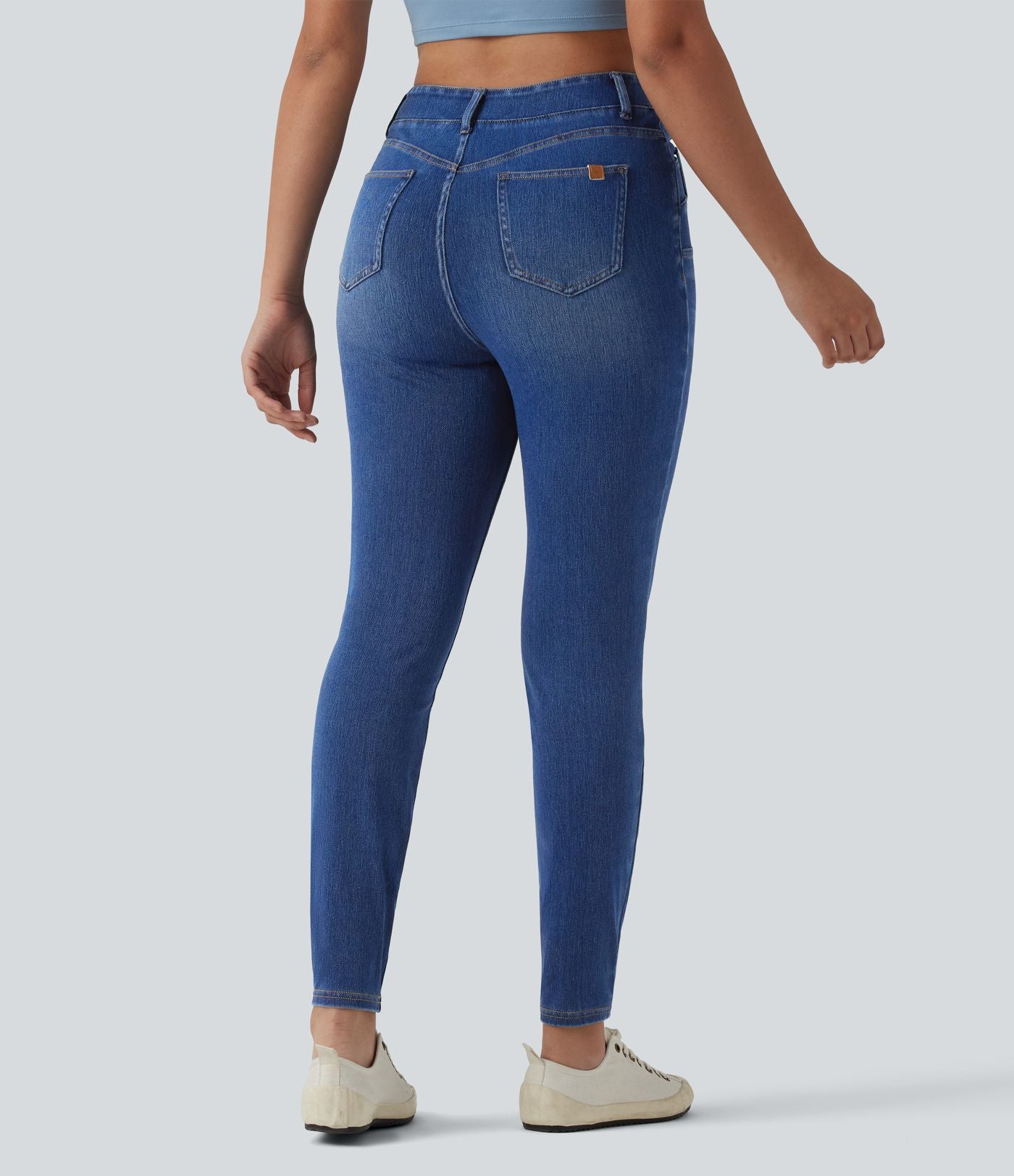 Halara Flex™ Jean 7/8 slim asymétrique taille haute croisée avec poches