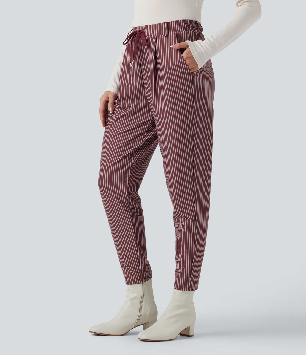 Pantalon Halara Flex™ taille mi-haute à cordon, effet rayé, coupe fuselée avec poches