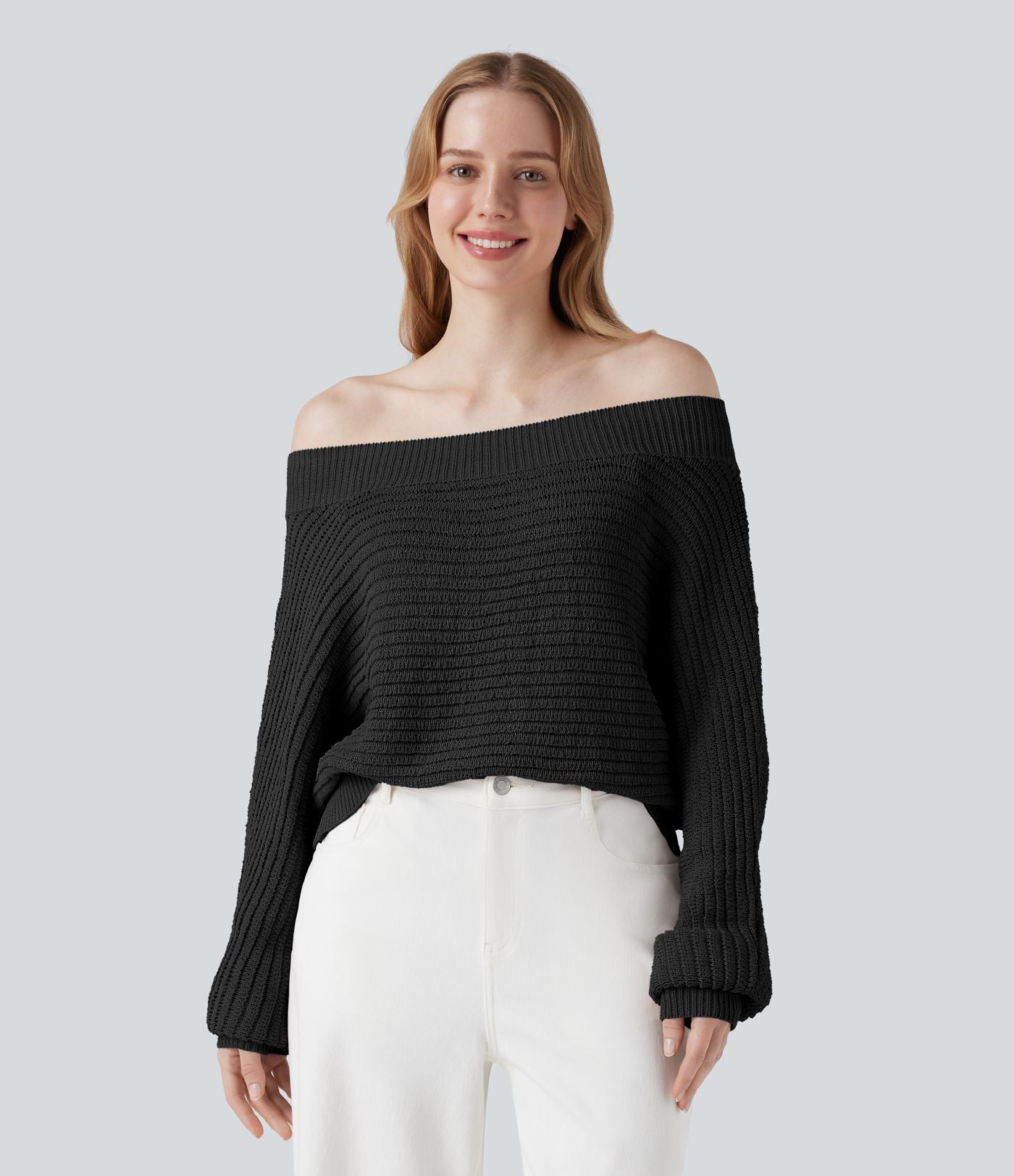 Pull épaules dénudées à manches longues
