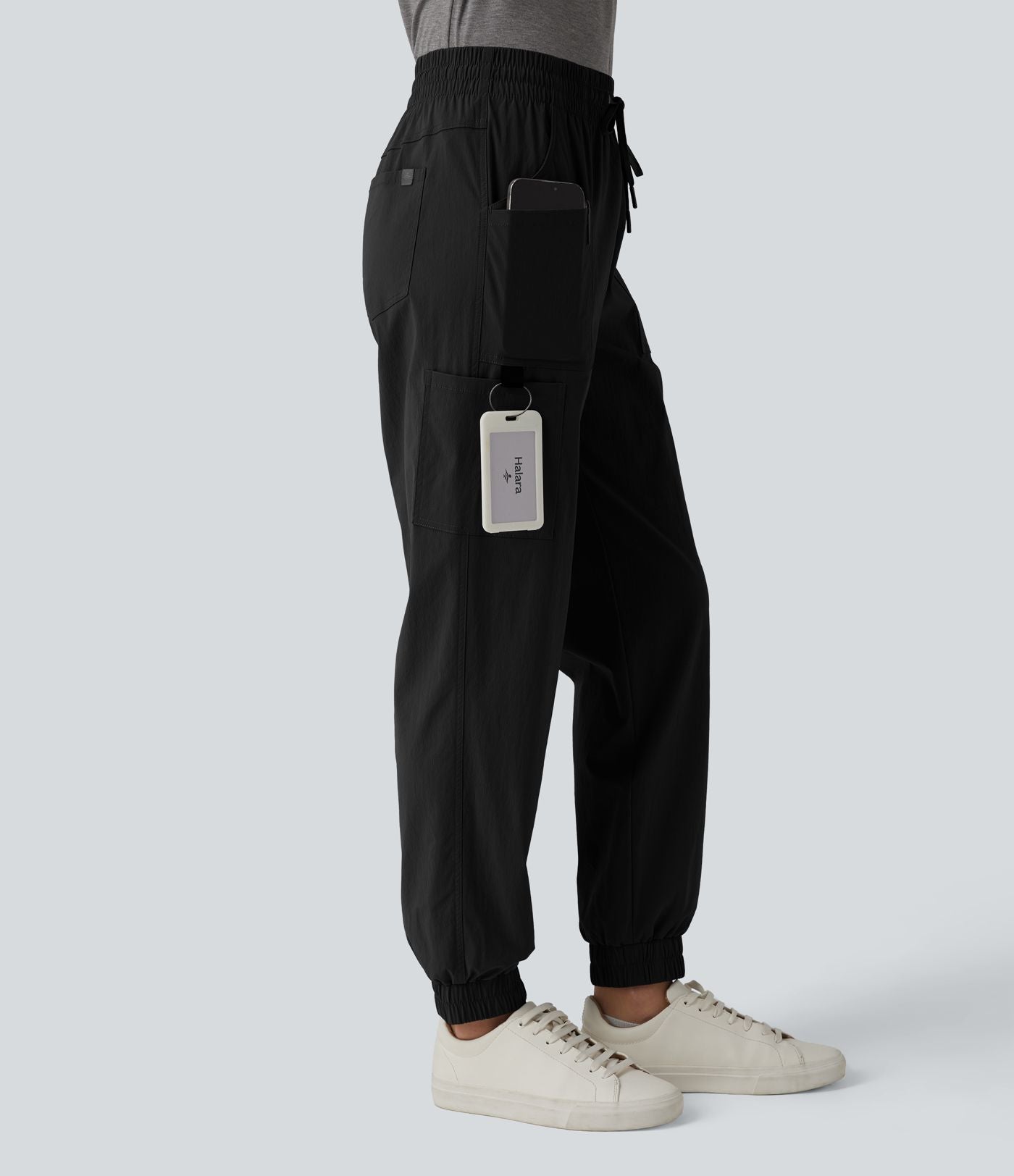 Jogging cargo décontracté taille mi-haute avec cordon de serrage et poches