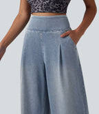 Jean large Halara Flex™ délavé décontracté, taille haute, à poches