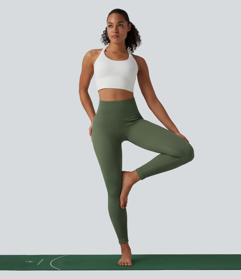 Legging de yoga 7/8 sans couture Seamless gainant et sculptant à taille haute