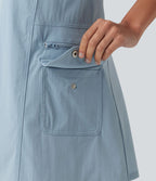 Robe active de randonnée mini cargo à encolure U, bretelles ajustables et poches