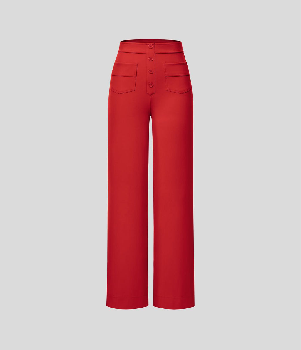Pantalon taille haute coupe droite DayStretch avec poches