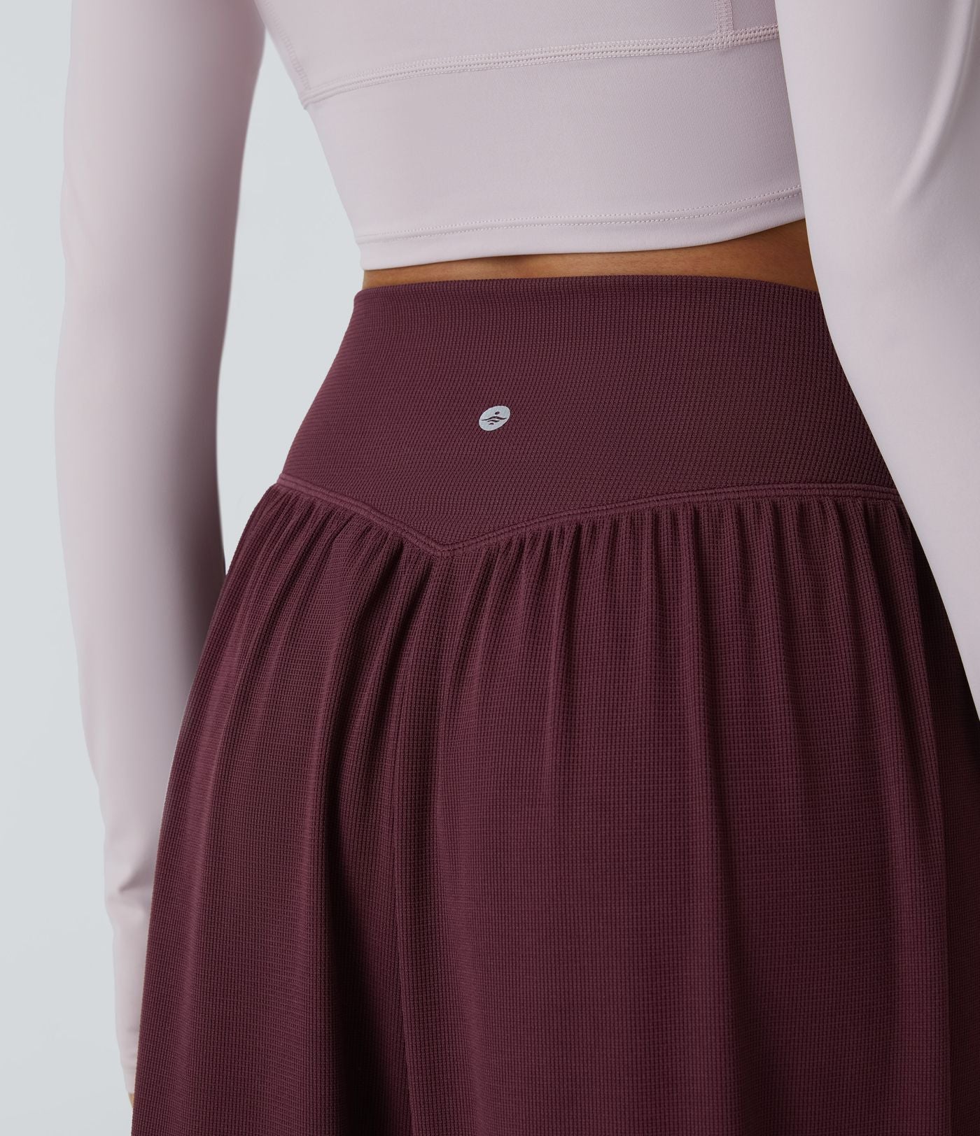 Jogging de Yoga à Taille Haute, Croisé Devant, Plis, Poches Latérales, en Tissu Gaufré