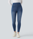 Legging skinny 7/8 en denim Halara Flex™ taille haute gainant avec poches