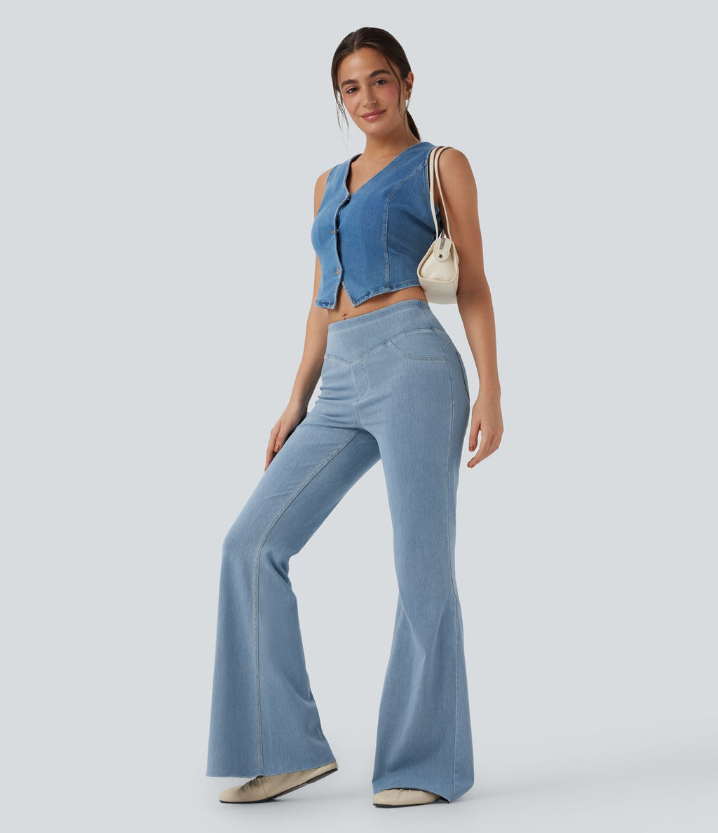 Jean décontracté Halara Flex™ taille mi-haute coupe évasée avec poches