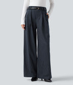 Pantalon de travail Halara Flex™ ample à rayures, taille haute, avec poches