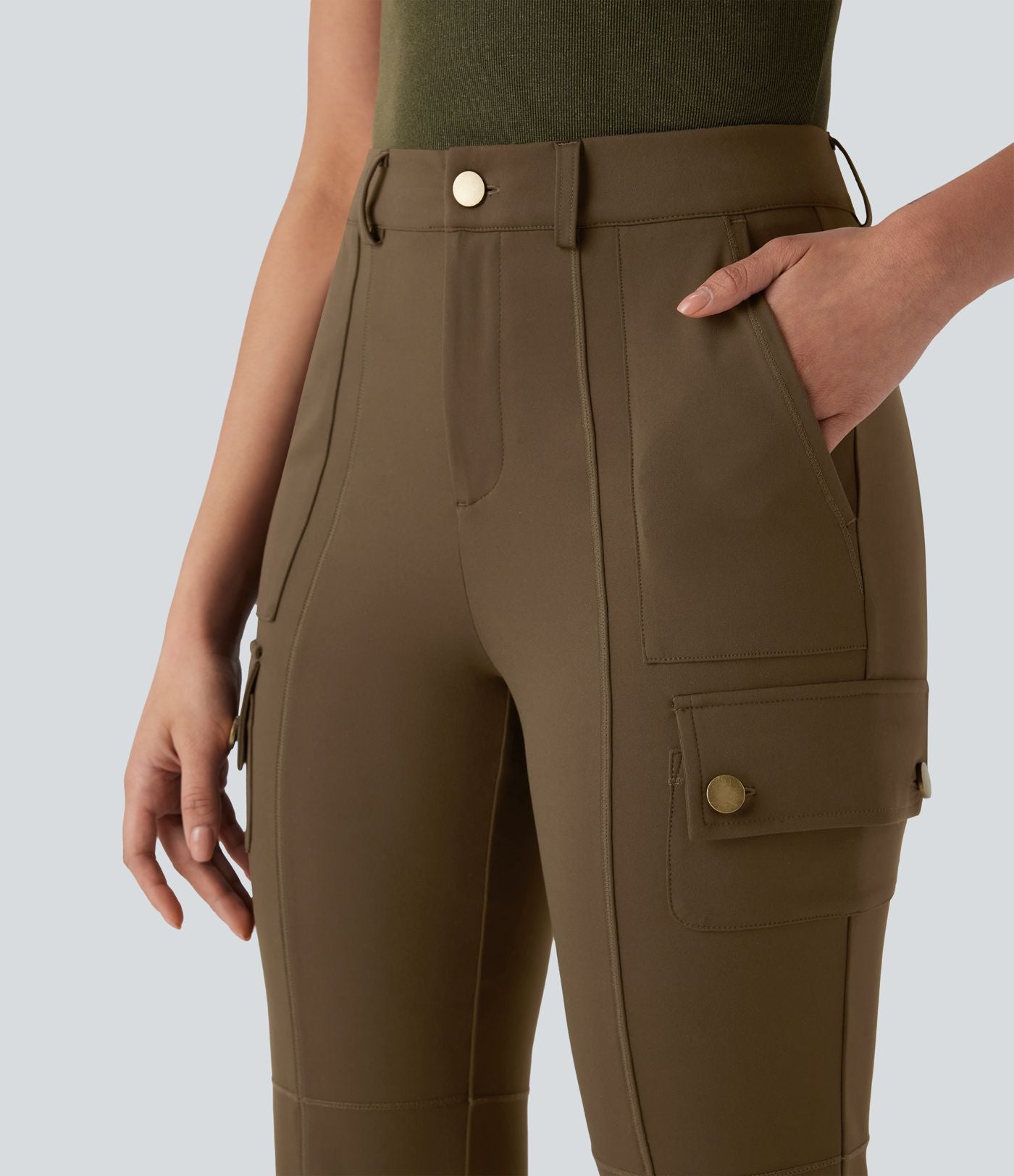 Pantalon cargo bootcut randonnée taille moyenne DayStretch avec poches