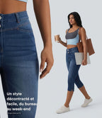 Halara Flex™ Jean slim casual capri taille haute avec fentes et poches