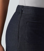 Jupe mini casual 2-en-1 moulante taille haute effet denim avec fermeture éclair invisible et poches