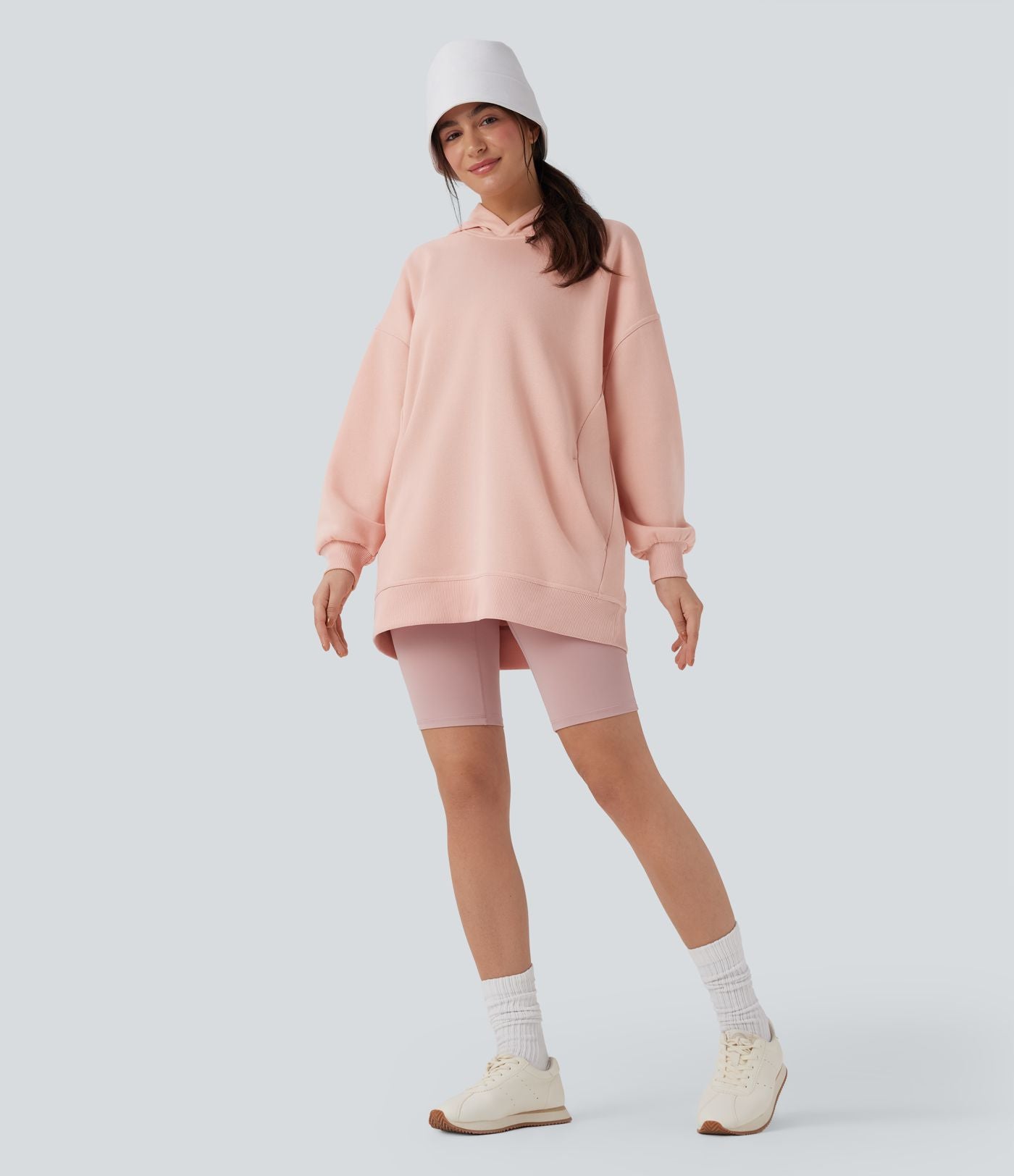 Sweat-shirt décontracté polaire oversize à capuche manches longues avec poches
