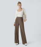 Halara Flex™ Pantalon Tailleur Évasé à Taille Haute Sculptant la Silhouette avec Poches Latérales Micro Waffle