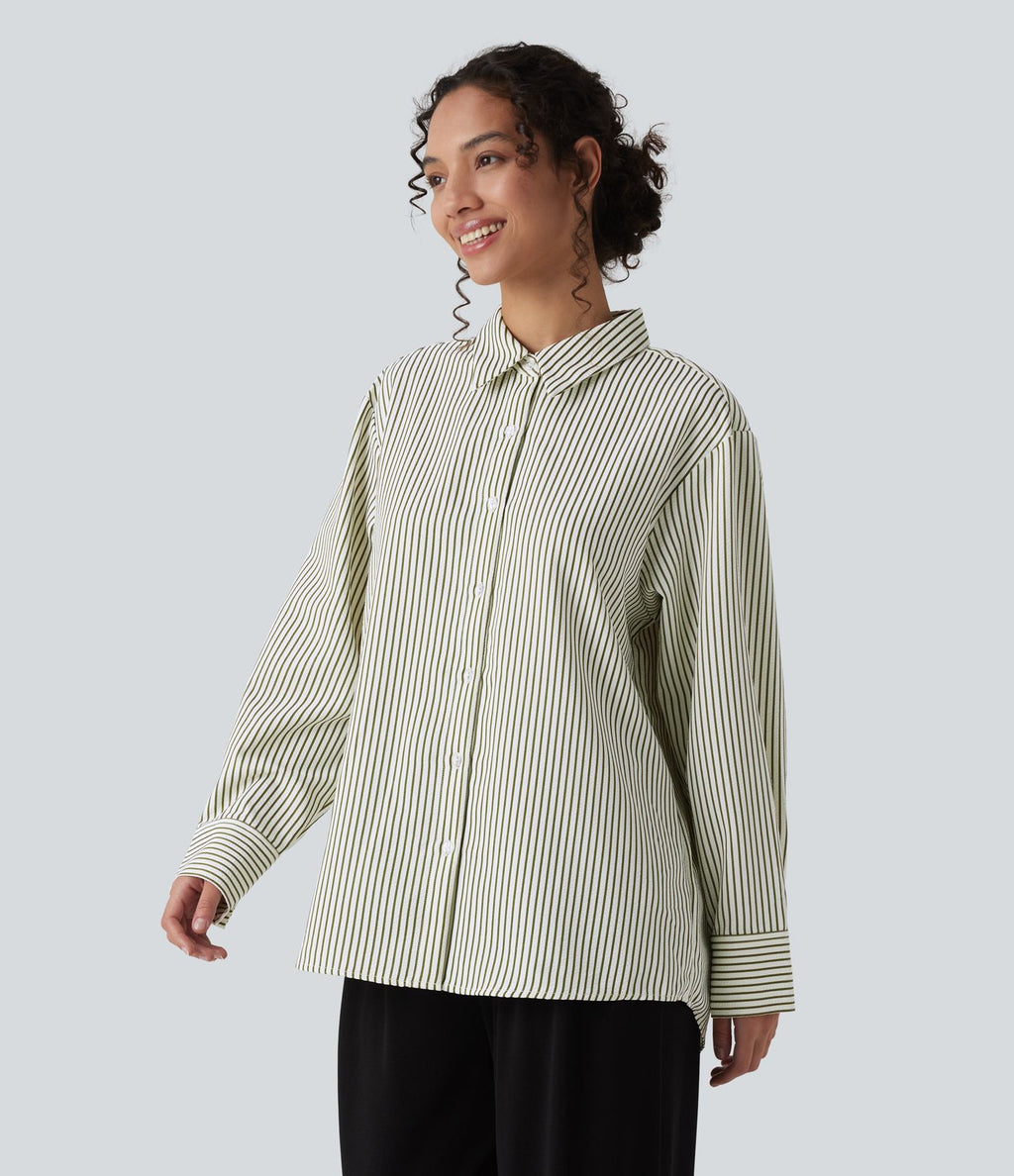 Chemise tailleur oversize manches longues à rayures