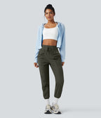 Jogging de danse fuselé froncé séchage rapide effet frais InstantCool taille haute avec cordon de serrage et poches, protection solaire UPF40+