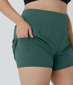 Short 8,8cm Sport Grande Taille 2 en 1 avec Poches Arrière et Poches Latérales Cachées