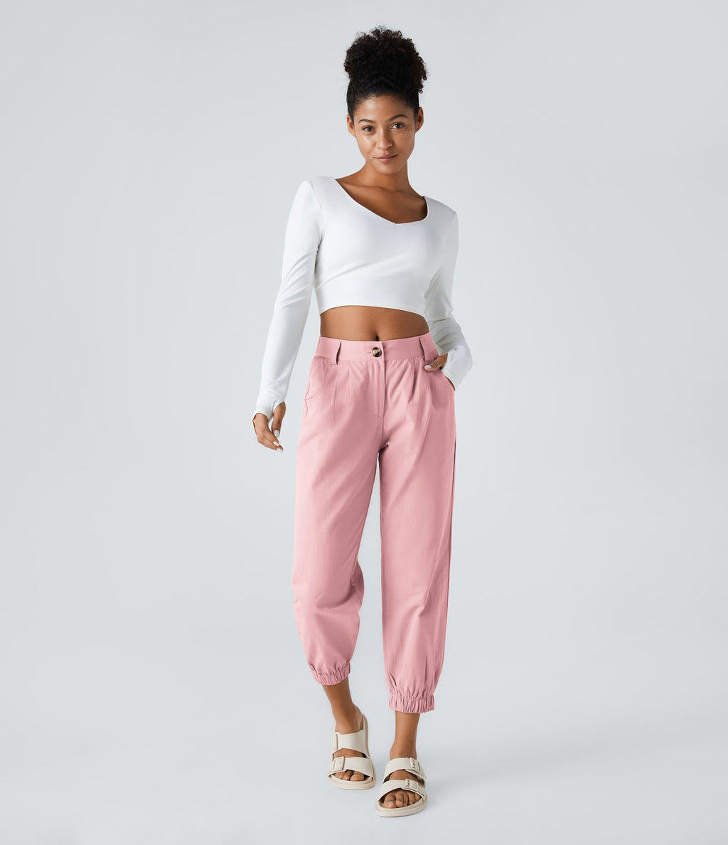 Joggings décontractés à taille mi-haute avec poches