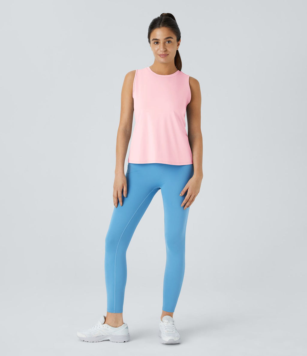 Top Débardeur Yoga Uni à Ourlet Croisé et Découpe