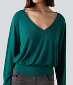 Sweat-shirt col V à manches longues