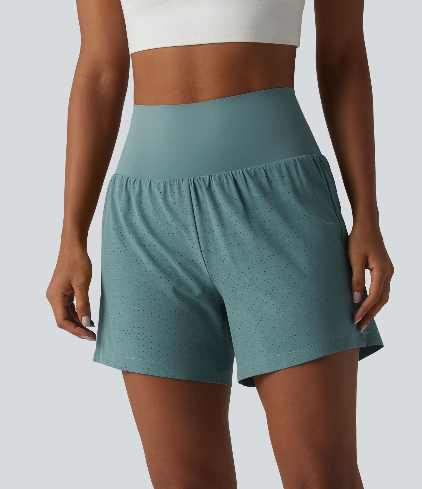 Short de yoga 2 en 1 taille très haute ventre plat séchage rapide 12,5 cm avec poches