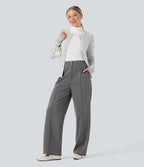 Pantalon tailleur droit taille haute avec poches