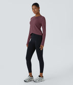 Softlyzero™ Plush Top Sport Yoga Encolure Ronde avec Ourlet Croisé