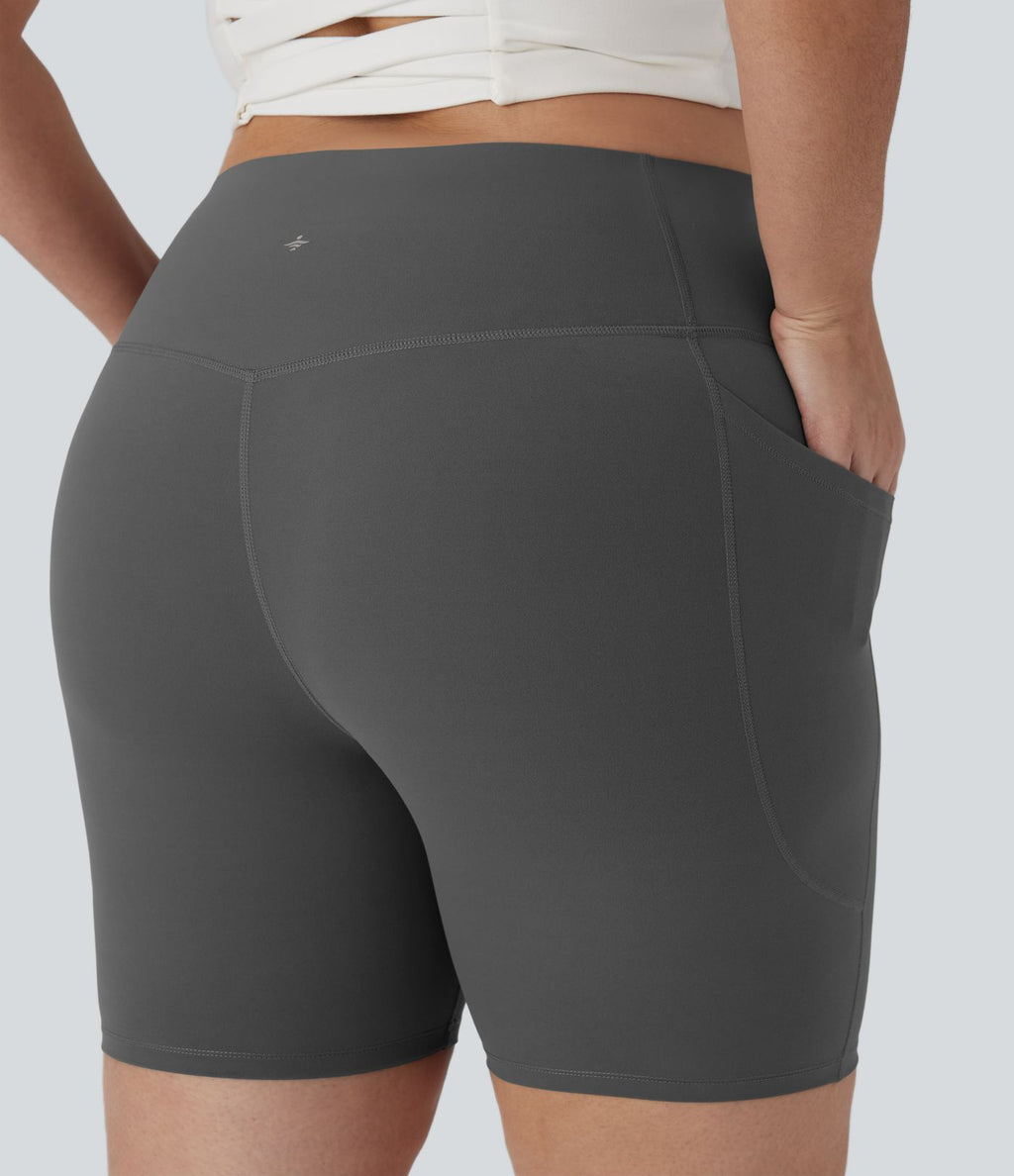 Short cycliste 17,5 cm d'entraînement gainant taille haute grande taille avec poches Halara UltraSculpt™