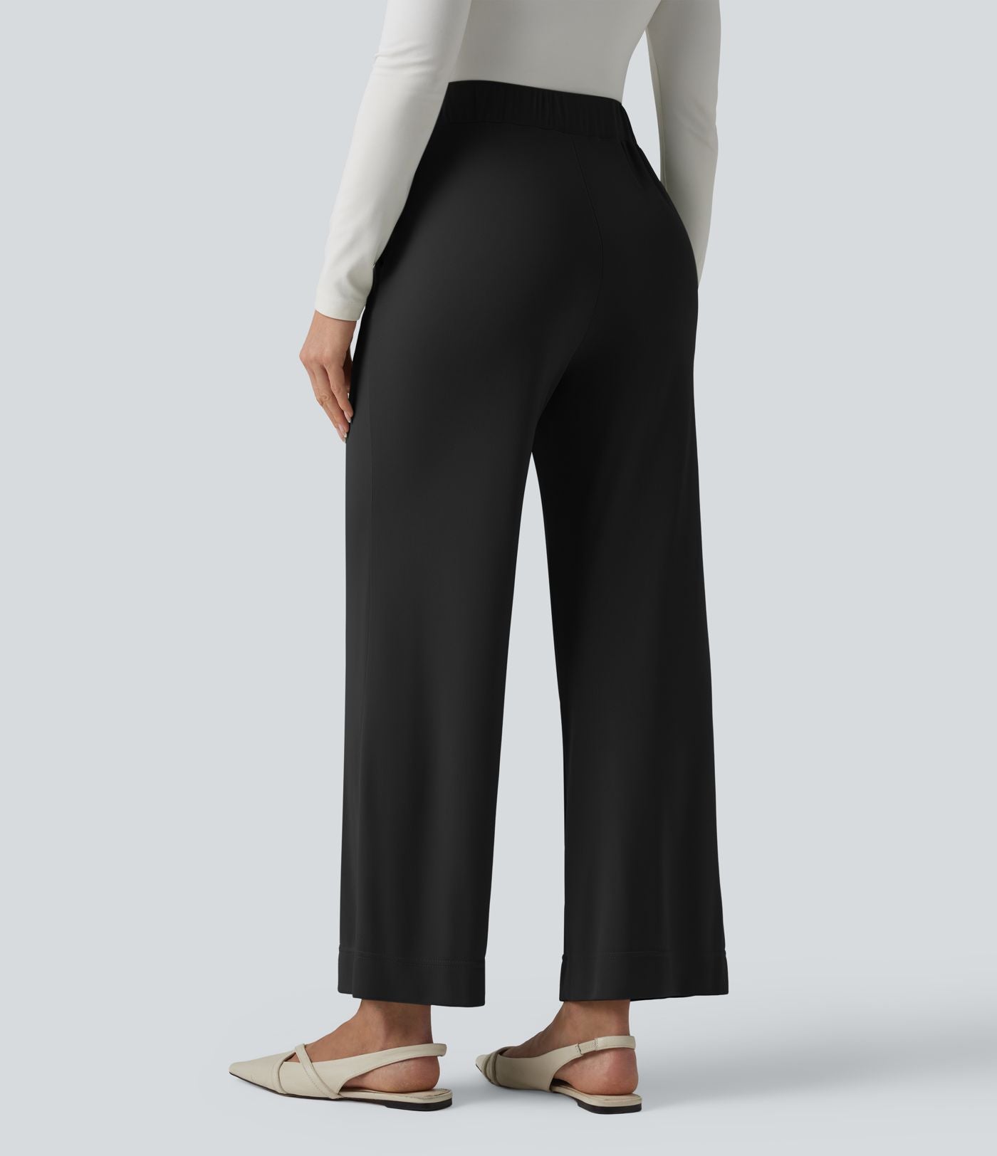 Pantalon tailleur taille haute à jambes droites avec poches