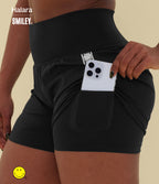 Short de yoga 2-en-1 Halara X Smiley® SoftlyZero™ Airy 12,5 cm taille très haute effet frais InstantCool avec poches, longueur allongée