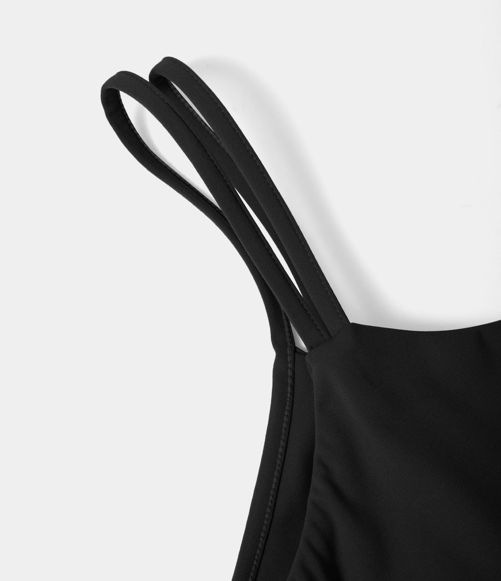 Robe de sport danse 2-pièces SoftlyZero™ Plush double bretelles caraco avec poche A-D
