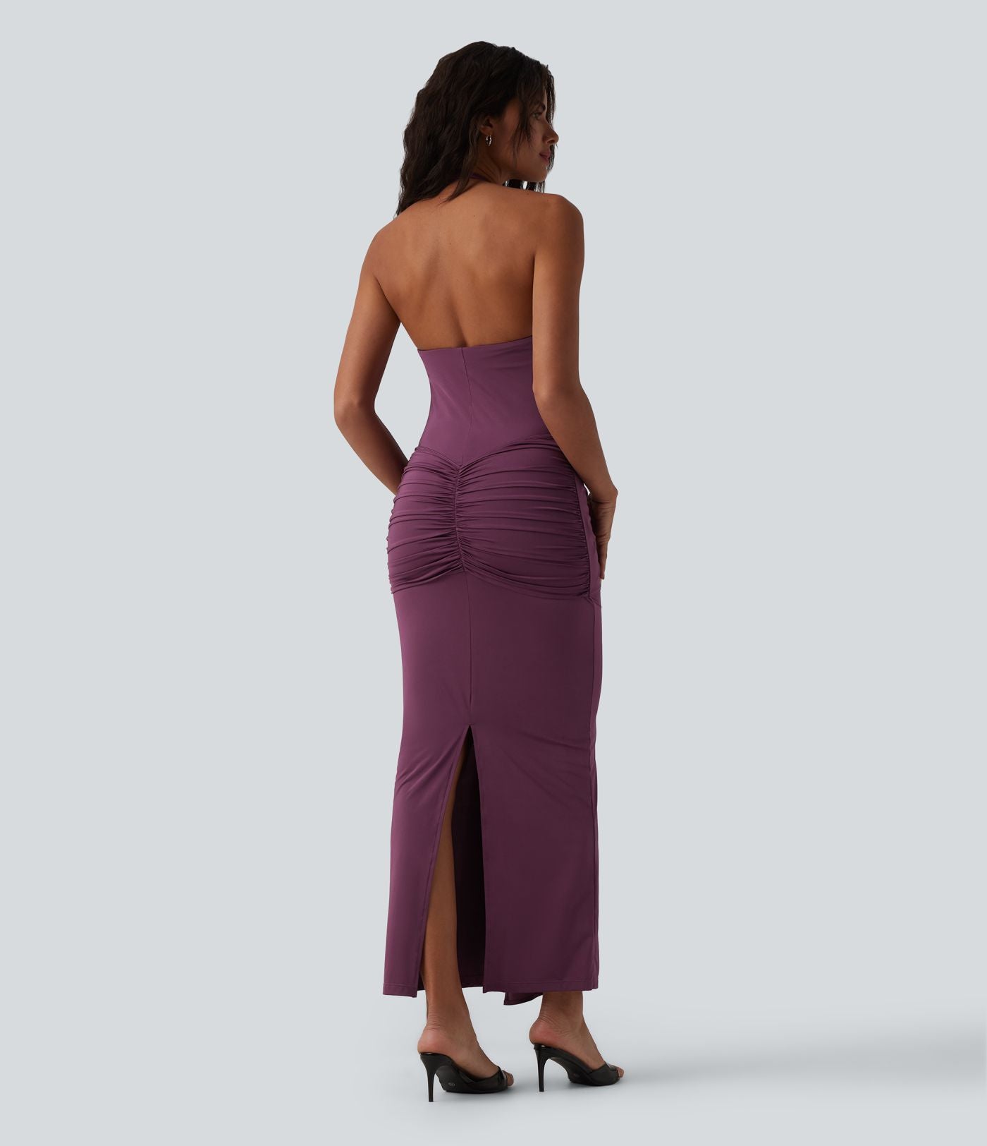 Robe maxi moulante col licou froncée effet frais InstantCool à nouer devant