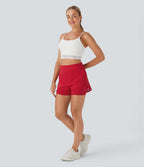 Short de yoga 2-en-1 SoftlyZero™ Airy à taille haute avec poche latérale, dentelle contrastante et effet frais InstantCool, protection solaire UPF50+