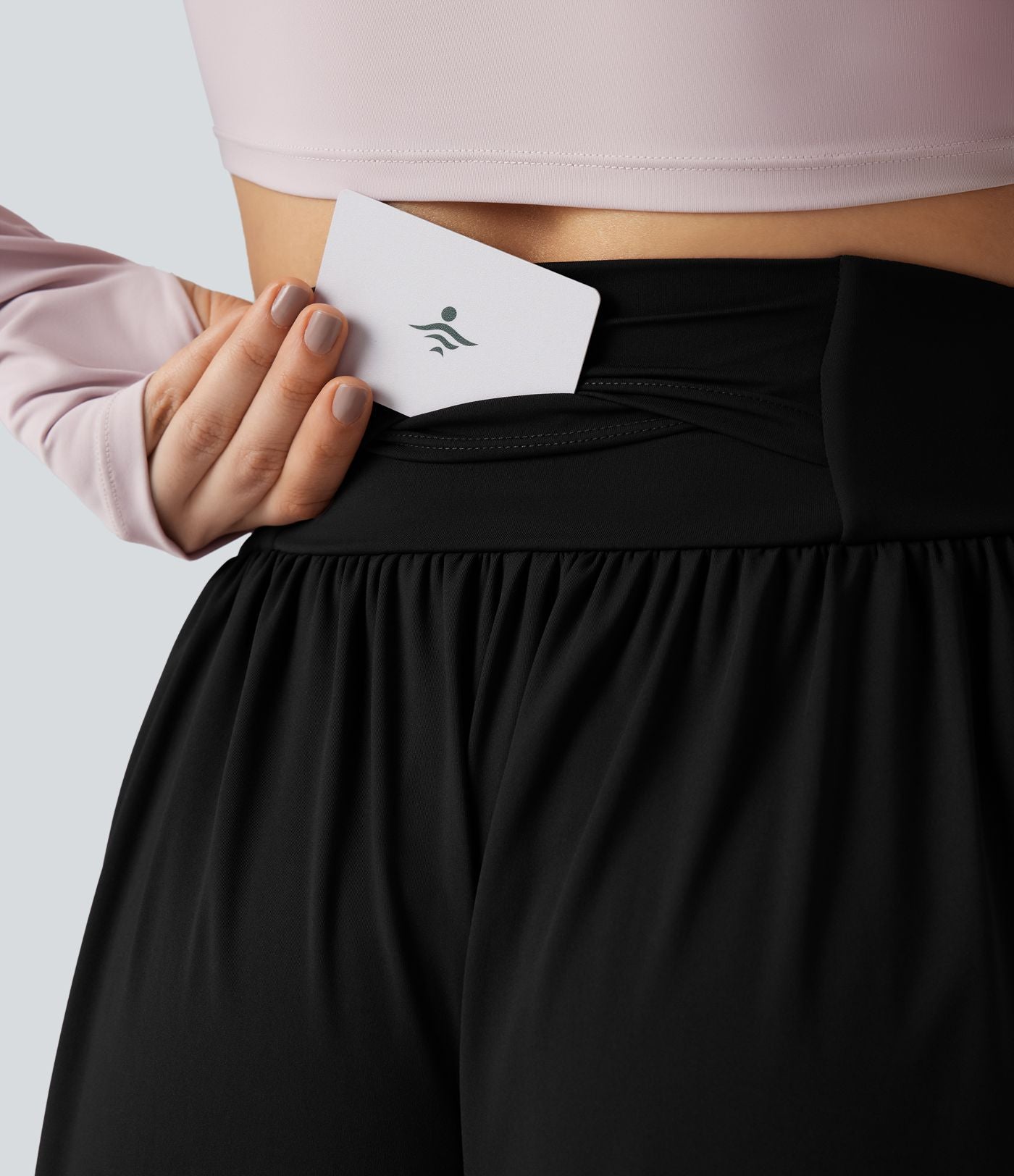 Pantalon baggy yoga SoftlyZero™ Airy froncé taille haute avec cordon de serrage et poches