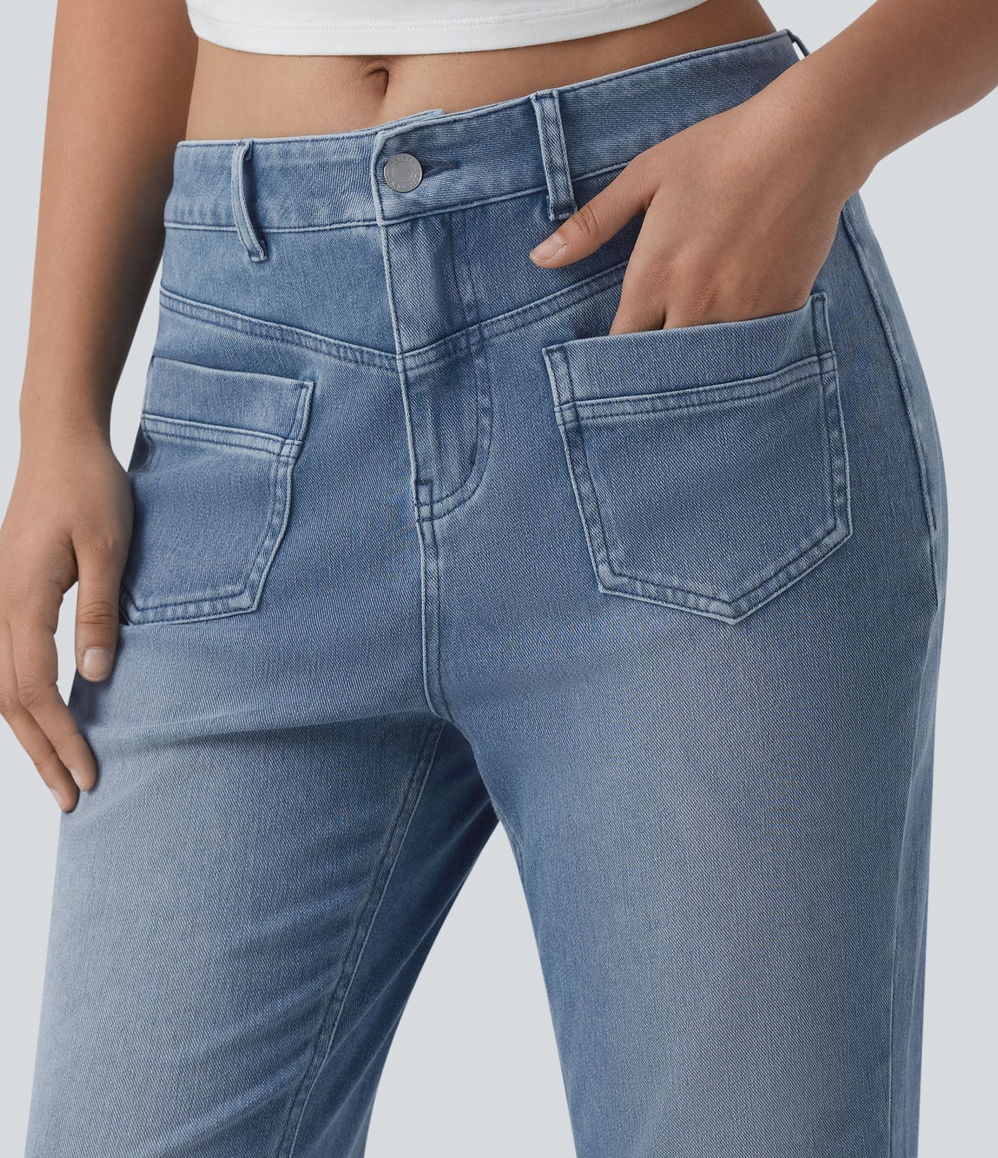 Jean évasé Halara Flex™ casual taille mi-haute avec poches