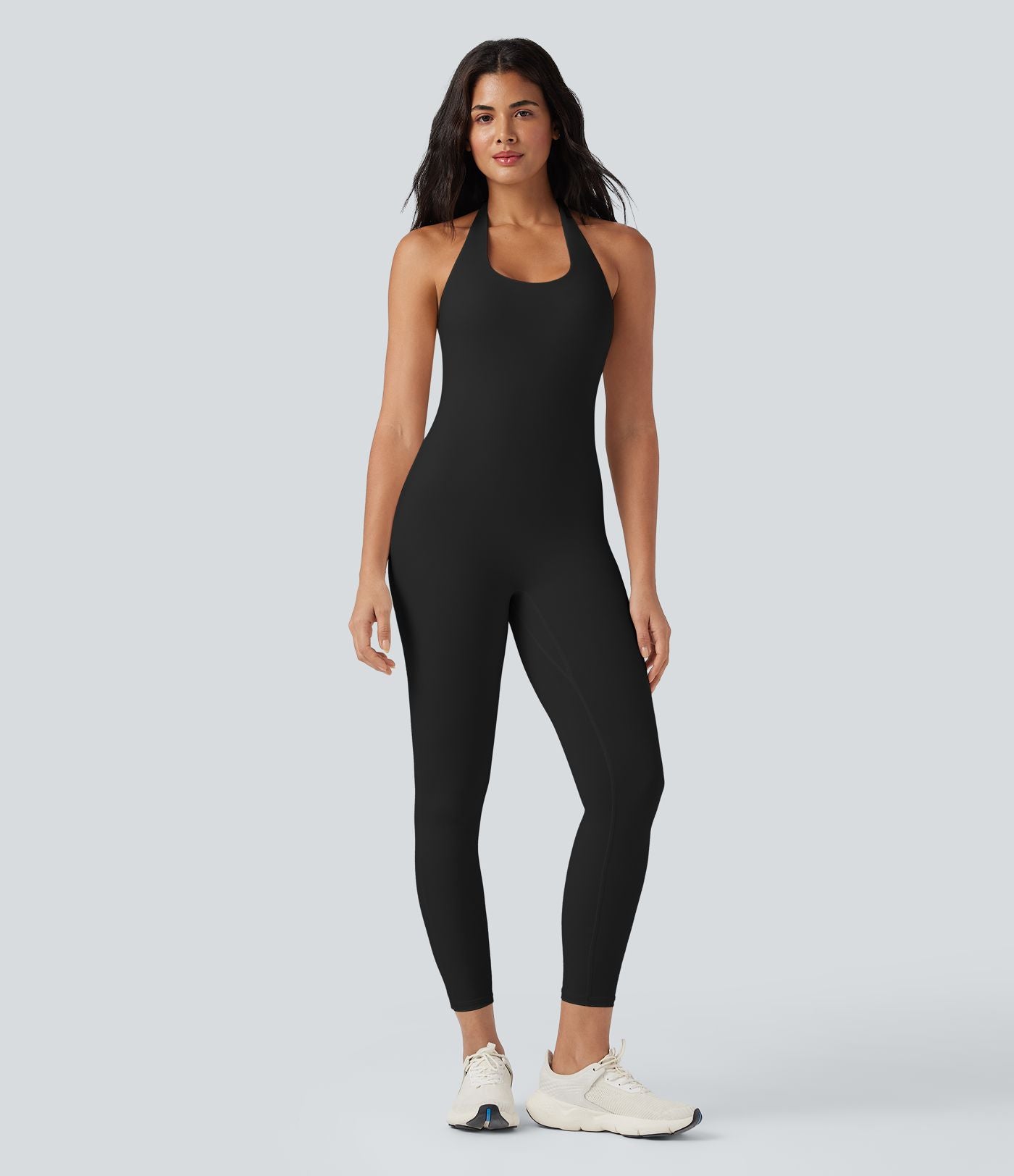 Combinaison de yoga moulante SoftlyZero™ aérée dos-nu dos noué à découpes et fronces